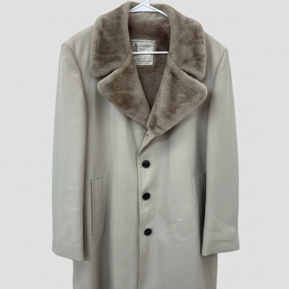London Fog Overcoat with Fur Collar - Picture 1 of 6